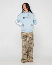 RUSTY HAILSTONE OVERSIZED FLEECE HOODIE WOMENS JUMPER RETRO BLUE