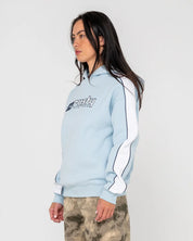 RUSTY HAILSTONE OVERSIZED FLEECE HOODIE WOMENS JUMPER RETRO BLUE