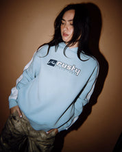 RUSTY HAILSTONE OVERSIZED FLEECE HOODIE WOMENS JUMPER RETRO BLUE