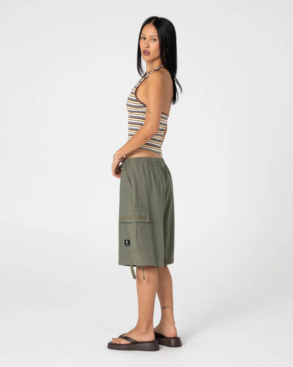 RUSTY HALLEY HALTER TOP – RETRO AMBER STRIPE