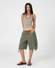 RUSTY HALLEY HALTER TOP – RETRO AMBER STRIPE