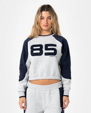 RUSTY HARVEST CROPPED CREW FLEECE – GREY MARLE