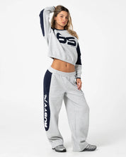 RUSTY HARVEST CROPPED CREW FLEECE – GREY MARLE