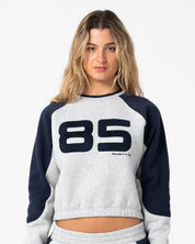 RUSTY HARVEST CROPPED CREW FLEECE – GREY MARLE