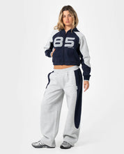 RUSTY HARVEST CROPPED ZIP THROUGH FLEECE HOODIE – NAVY