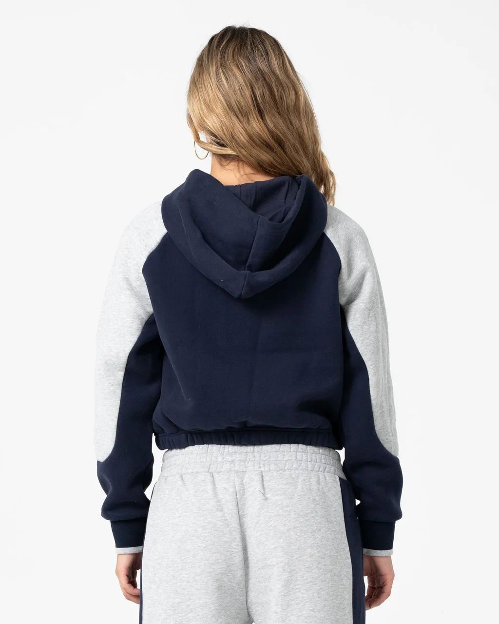 RUSTY HARVEST CROPPED ZIP THROUGH FLEECE HOODIE – NAVY