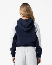 RUSTY HARVEST CROPPED ZIP THROUGH FLEECE HOODIE – NAVY