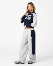 RUSTY HARVEST CROPPED ZIP THROUGH FLEECE HOODIE – NAVY