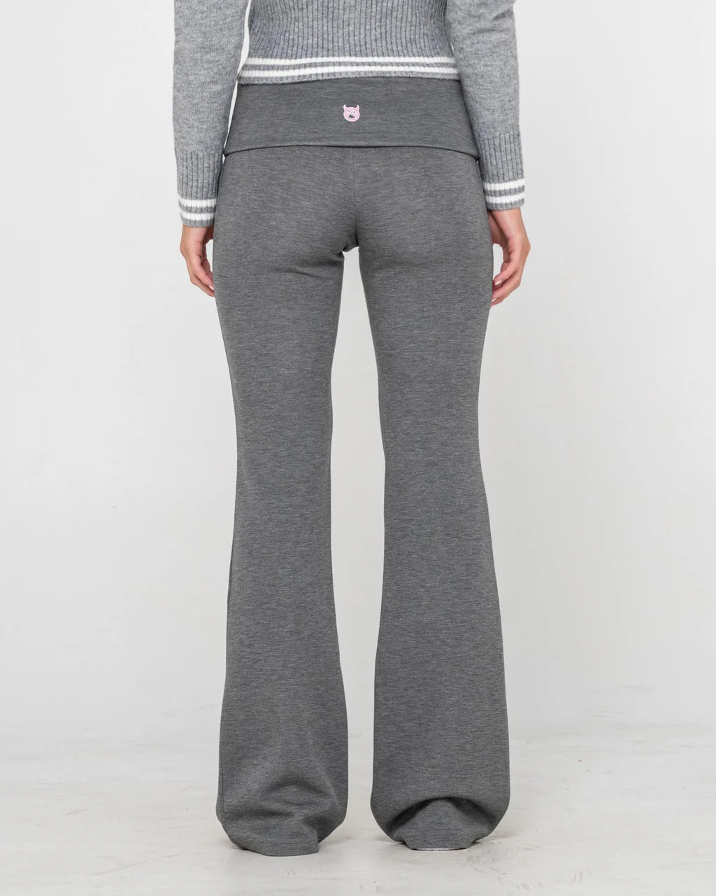 RUSTY HILTON BOOTLEG LOW RISE TRACK PANT WOMENS FLARE STREETWEAR PANTS CHARCOAL MARLE