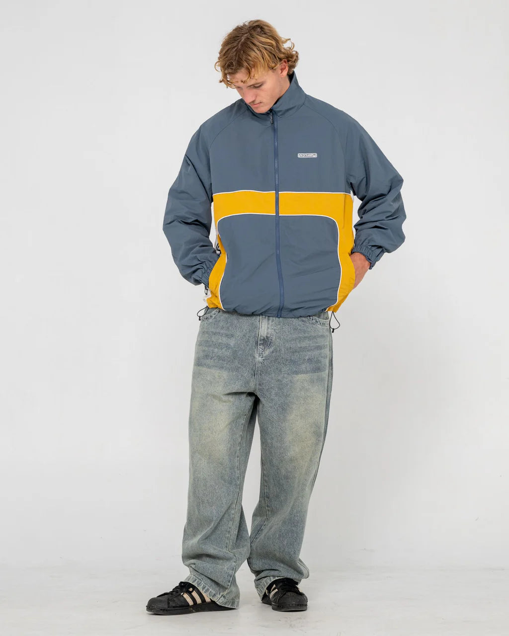 RUSTY HOCUS POCUS JACKET MENS ZIP UP JACKET STEEL BLUE