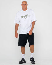 RUSTY HOODUS GRAPHIC TEE – MENS HEAVYWEIGHT COTTON SURF LOGO T-SHIRT WHITE