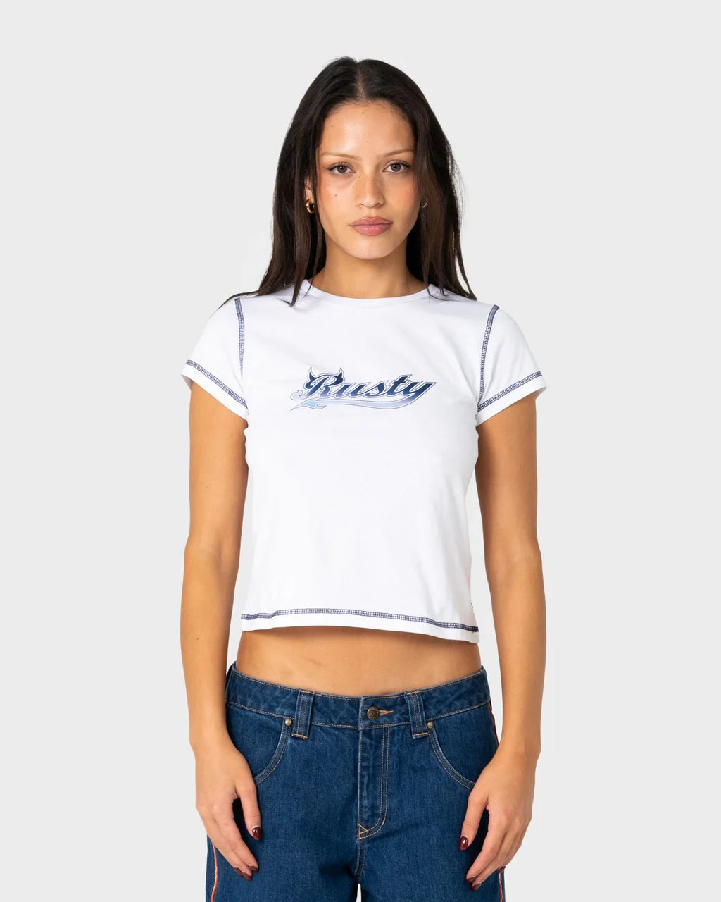 RUSTY HORNY DEVIL BABY TEE – WHITE