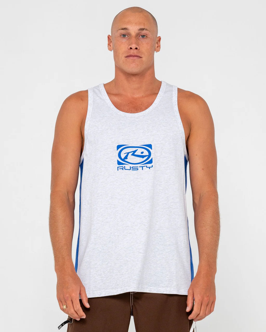 RUSTY HYPER GRAPHIC TANK – MENS SLEEVELESS COTTON SURF STREET SINGLET WHITE