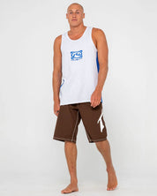 RUSTY HYPER GRAPHIC TANK – MENS SLEEVELESS COTTON SURF STREET SINGLET WHITE