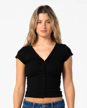 RUSTY IM HOOKED CAP SLEEVE FASHION TOP