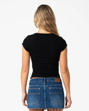 RUSTY IM HOOKED CAP SLEEVE FASHION TOP