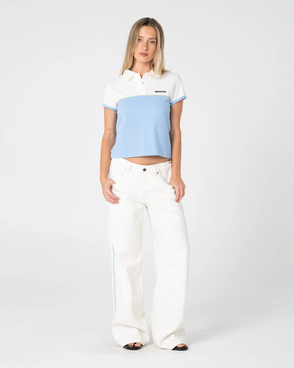 RUSTY INSERT DAD JOKE BABY POLO – RETRO BLUE / WHITE