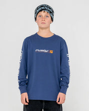 RUSTY JETSETTER LONG SLEEVE TEE BOYS GRAPHIC T SHIRT DARK BLUE