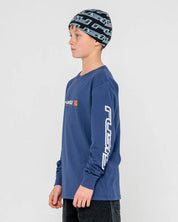 RUSTY JETSETTER LONG SLEEVE TEE BOYS GRAPHIC T SHIRT DARK BLUE