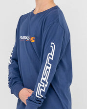 RUSTY JETSETTER LONG SLEEVE TEE BOYS GRAPHIC T SHIRT DARK BLUE