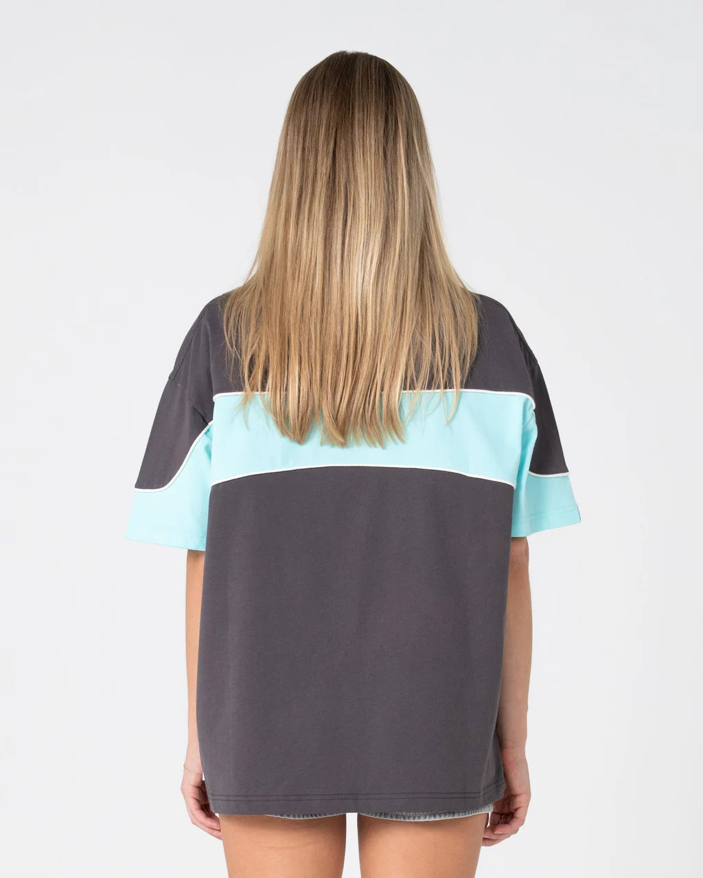 RUSTY KINETIC OVERSIZED GRAPHIC TEE – CARBON / AQUA