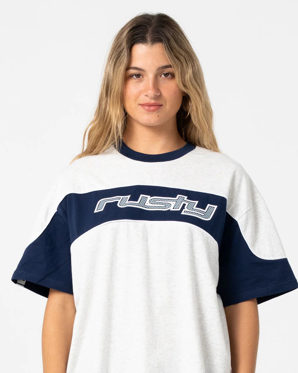 RUSTY KINETIC OVERSIZED GRAPHIC TEE – ECRU MARLE