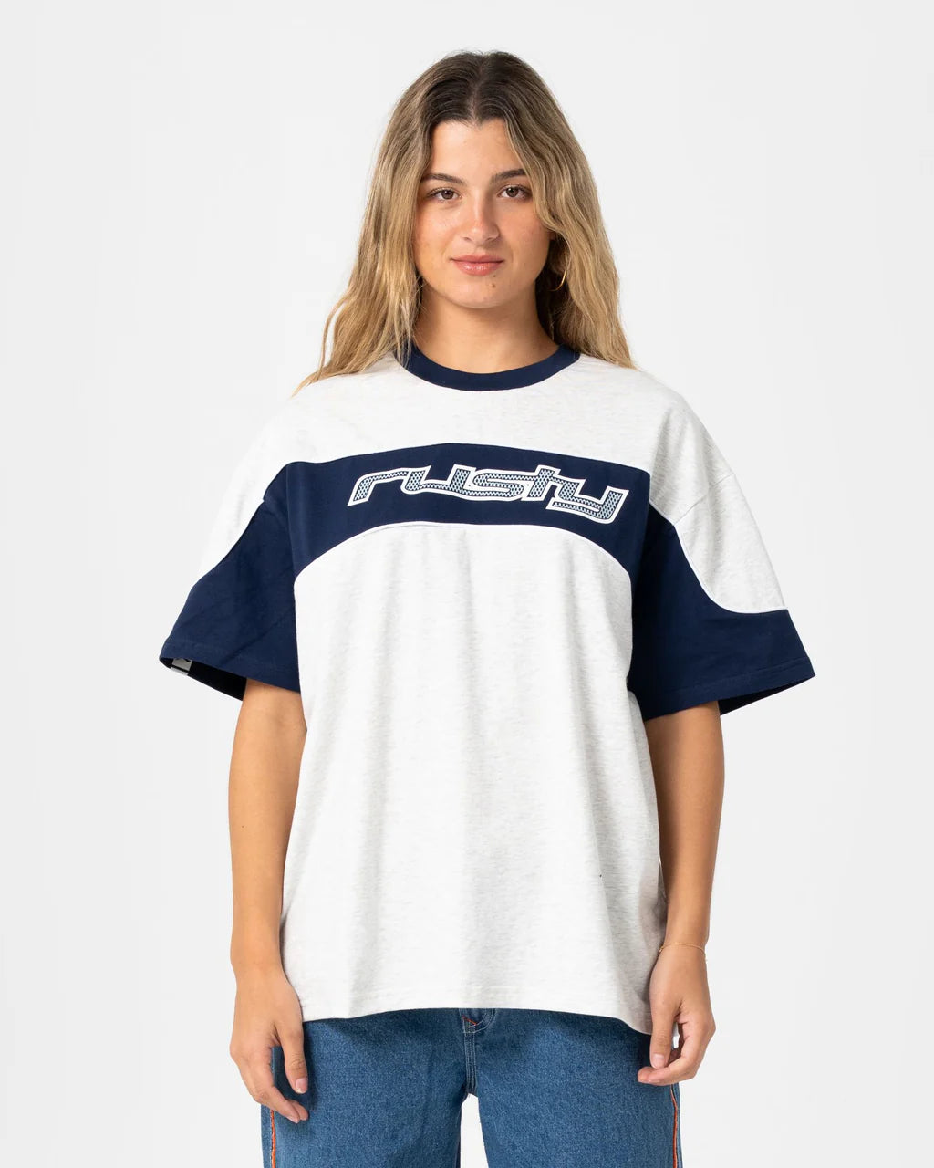 RUSTY KINETIC OVERSIZED GRAPHIC TEE – ECRU MARLE