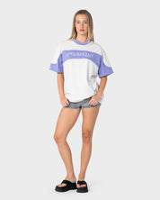 RUSTY KINETIC OVERSIZED GRAPHIC TEE – GREY MARLE / MULBERRY PURPLE