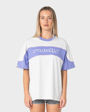 RUSTY KINETIC OVERSIZED GRAPHIC TEE – GREY MARLE / MULBERRY PURPLE