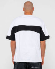 RUSTY KINETIC PANEL HEAVY TEE – MENS PREMIUM COTTON SURF STREET T-SHIRT WHITE