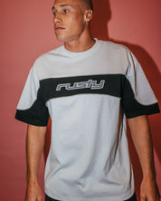 RUSTY KINETIC PANEL HEAVY TEE – MENS PREMIUM COTTON SURF STREET T-SHIRT WHITE
