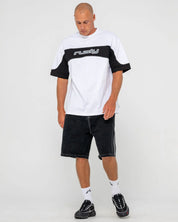 RUSTY KINETIC PANEL HEAVY TEE – MENS PREMIUM COTTON SURF STREET T-SHIRT WHITE