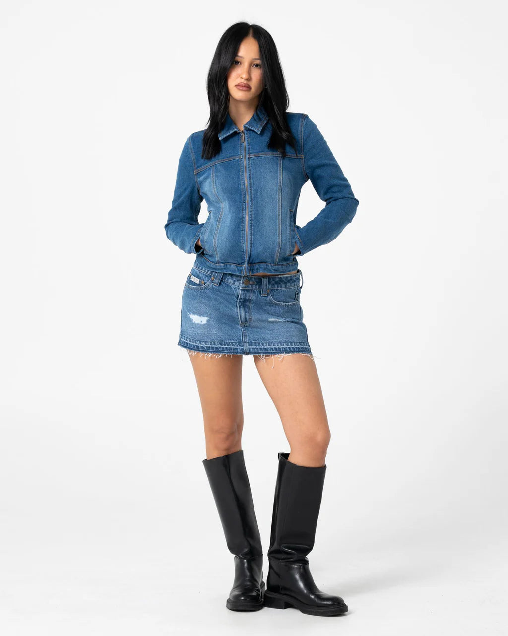 RUSTY LIZZIE-SCOTCH DENIM FITTED JACKET – BLASTED MIDDY BLUE