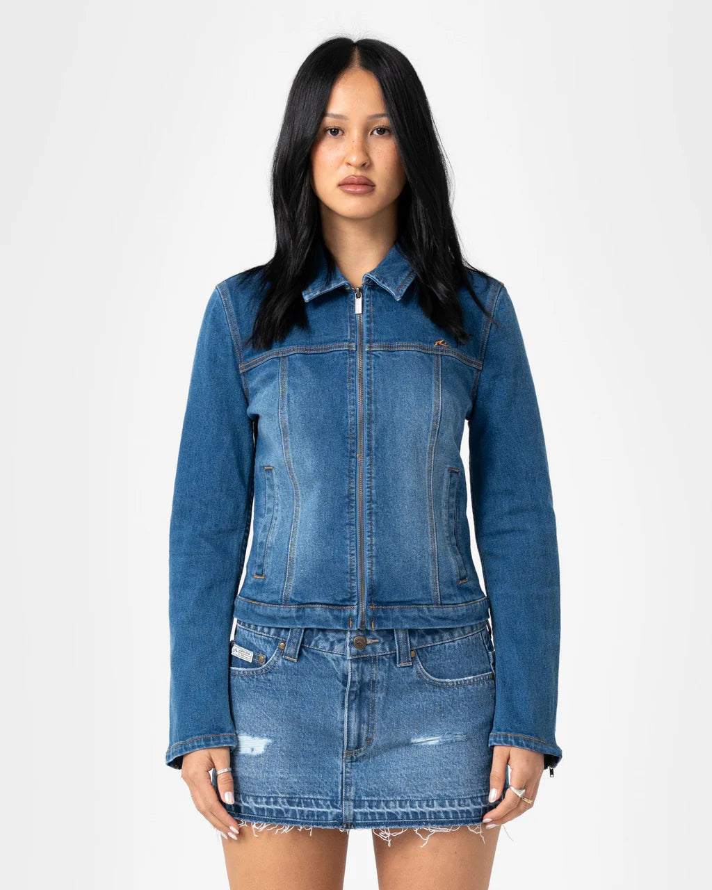 RUSTY LIZZIE-SCOTCH DENIM FITTED JACKET – BLASTED MIDDY BLUE