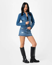 RUSTY LIZZIE-SCOTCH DENIM FITTED JACKET – BLASTED MIDDY BLUE