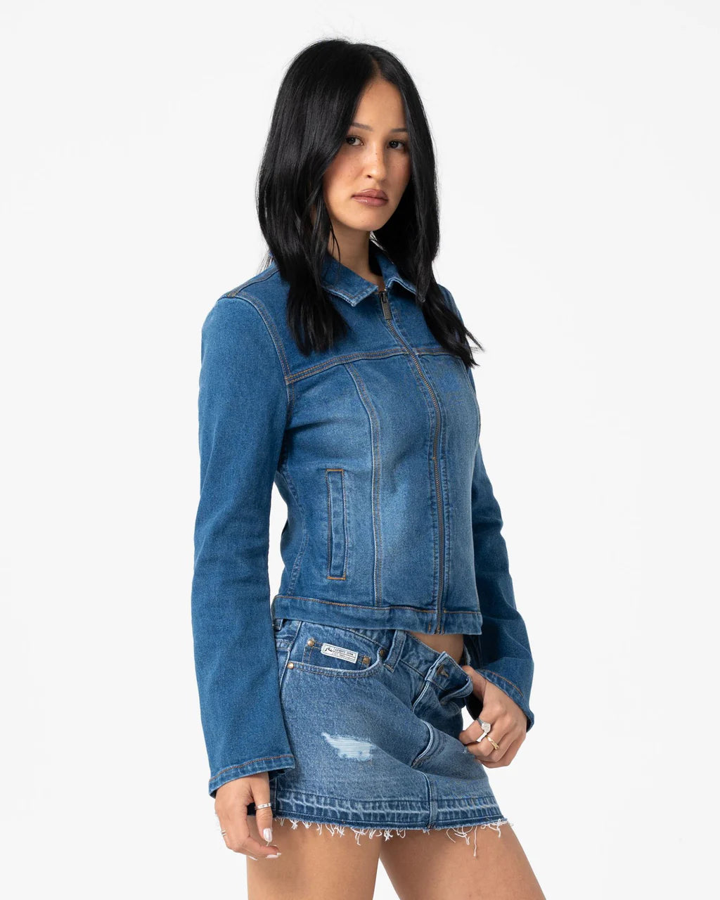 RUSTY LIZZIE-SCOTCH DENIM FITTED JACKET – BLASTED MIDDY BLUE