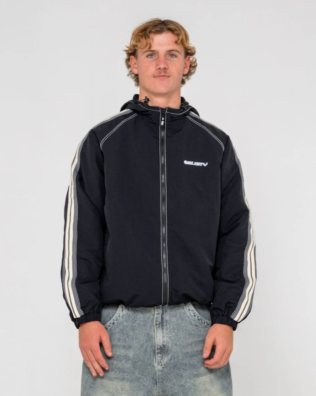 RUSTY LOCK OUT HOODED JACKET MENS STREETWEAR WINTER JACKET BLACK