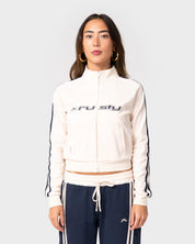 RUSTY MANEATER FITTED ZIP THROUGH TRACK JACKET – EGRET