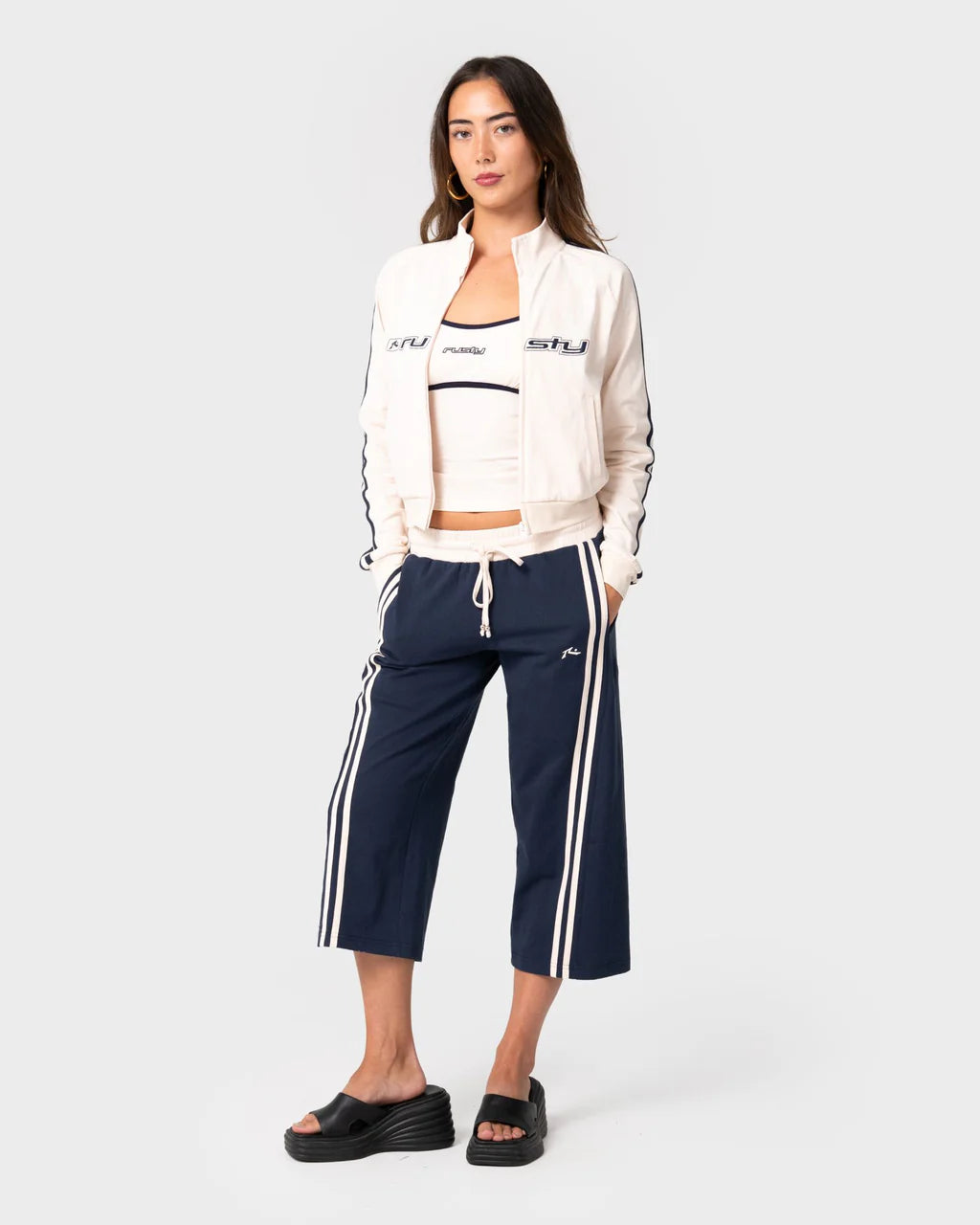 RUSTY MANEATER FITTED ZIP THROUGH TRACK JACKET – EGRET