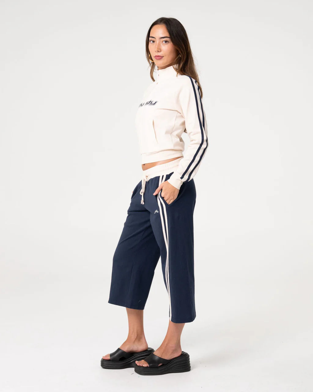 RUSTY MANEATER FITTED ZIP THROUGH TRACK JACKET – EGRET