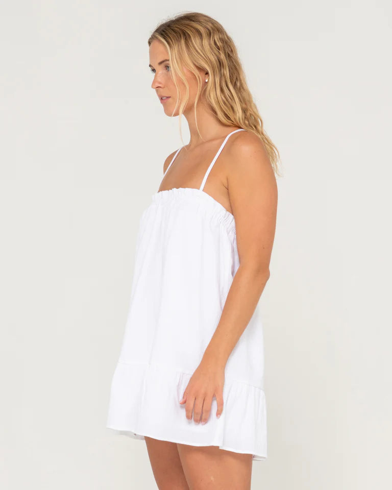 RUSTY MARY WEATHER MINI DRESS WOMENS CASUAL SUMMER DRESS – WHITE
