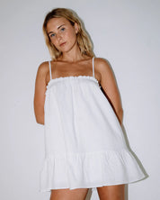 RUSTY MARY WEATHER MINI DRESS WOMENS CASUAL SUMMER DRESS – WHITE