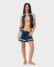 RUSTY MEL SEA ZIP THROUGH RASH VEST – NAVY / AQUA