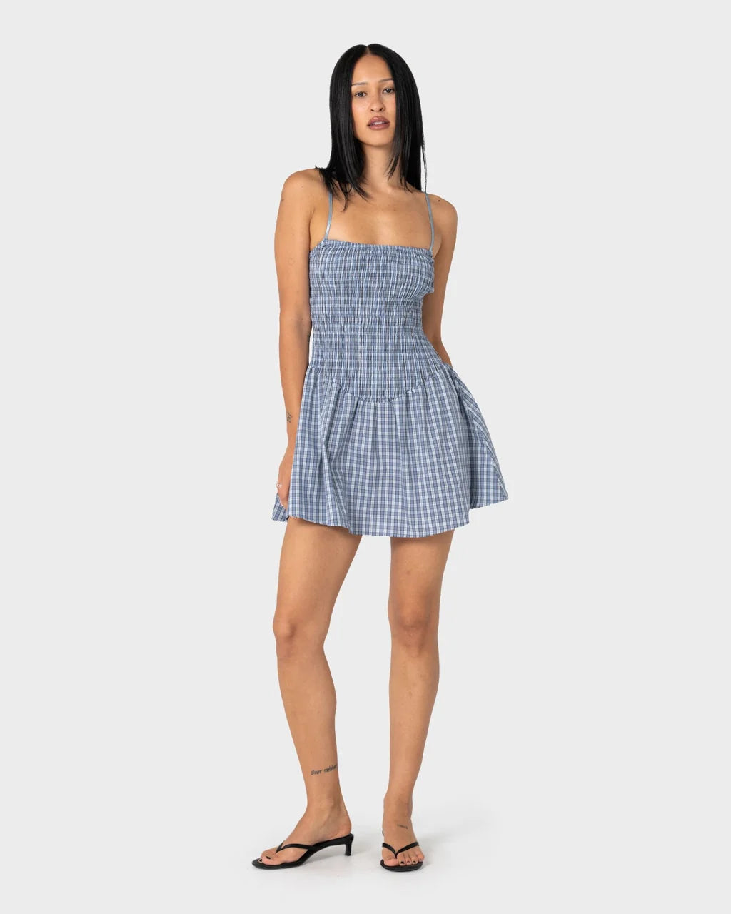 RUSTY MIMI BUBBLE MINI DRESS – BLUE CHECK
