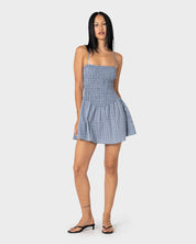 RUSTY MIMI BUBBLE MINI DRESS – BLUE CHECK