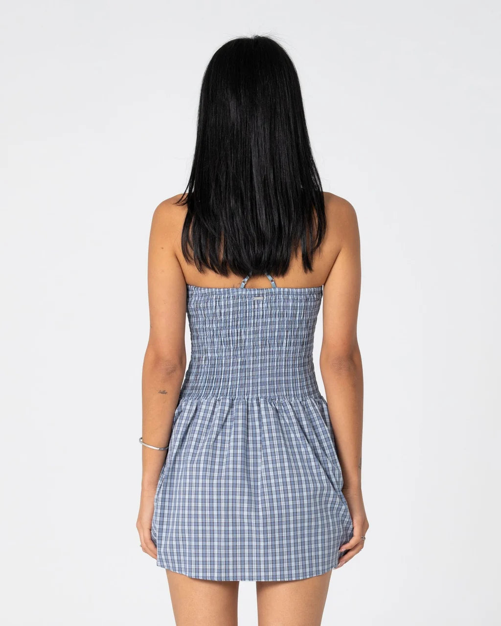 RUSTY MIMI BUBBLE MINI DRESS – BLUE CHECK