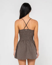 RUSTY MIMI BUBBLE MINI DRESS WOMENS CASUAL STATEMENT STYLE – JAVA PLAID