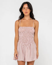 MIMI SMOCKED STRIPE MINI DRESS