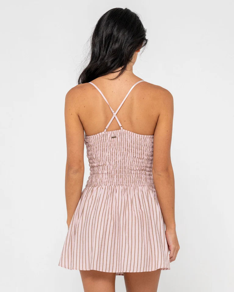 MIMI SMOCKED STRIPE MINI DRESS