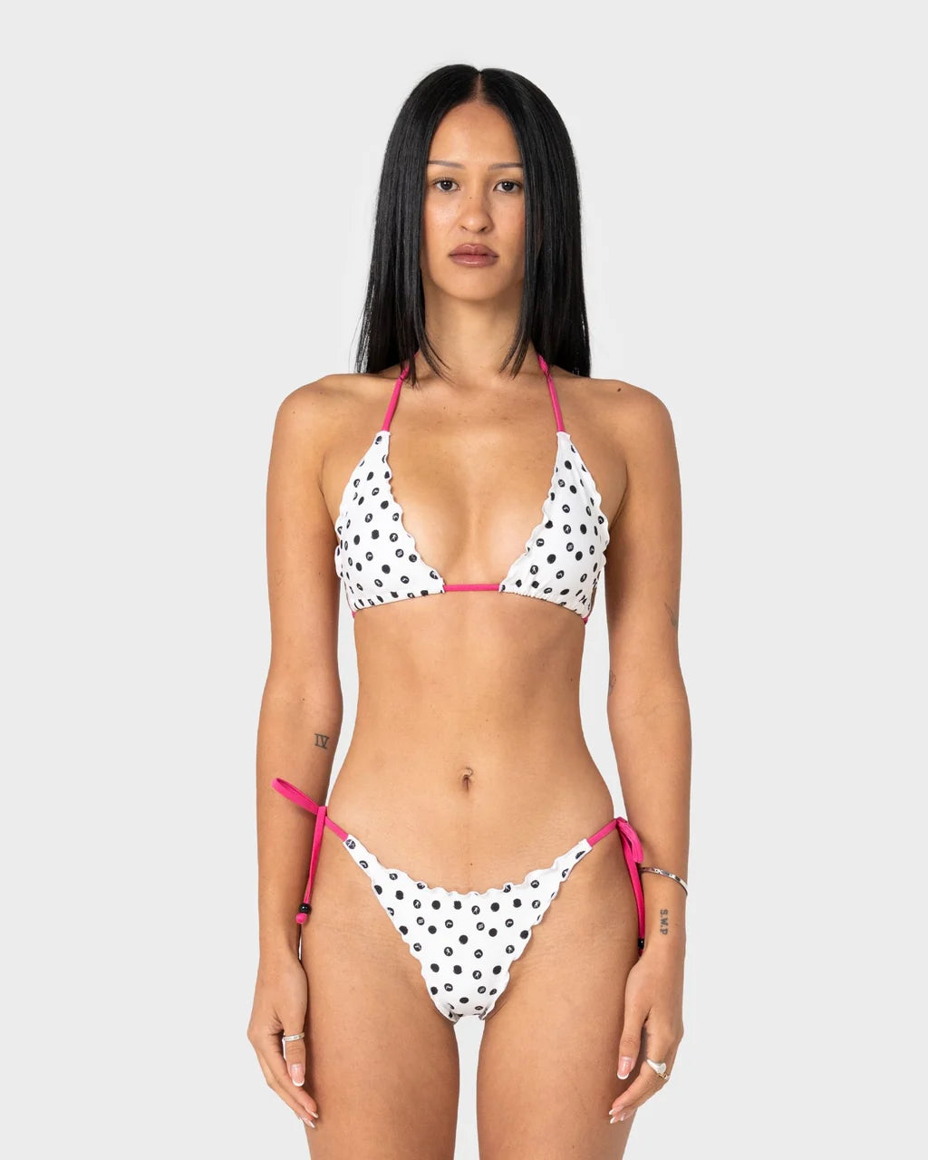 RUSTY MISS DOT TRI BIKINI TOP – CREAM / BLACK R DOT